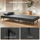 Poltrona Letto Singola 3 in 1 con Schienale Regolabile in 3 Livelli e Cuscino in Tessuto Effetto Lino Grigio      