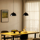 Set 2 Lampade a Sospensione Ø30x126 cm Altezza Regolabile in Metallo Nero