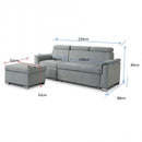 Divano Letto Derrick 234x148x84 cm in Tessuto Blu
