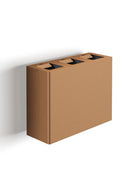 Pattumiera a Muro a 3 Scomparti Totale 60 L 76x28x56 cm con Contenitori Interni in Acciaio Verniciato Corten 