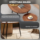 Set 2 Tavolini da Salotto Sovrapponibili in MDF e Gambe in Metallo Colore Legno Scuro    