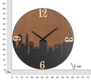 Orologio da Muro City 60x2x60 cm in Ferro e MDF Nero e Marrone e Oro      