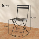 Set 2 Sedie da Giardino Pieghevoli 41x45x80,5 cm con Seduta a Doghe in Metallo Nero      