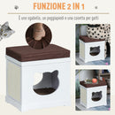 Cuccia per Gatti 41x30x36 cm in Legno con Tiragraffi Bianca