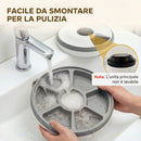 Distributore Automatico Cibo Gatti e Cani con Timer e Display LED 1-6 Pasti Giornalieri per Cibo Secco e Umido Bianco e Grigio      
