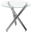 Tavolino Ø80x74 cm con Piano in vetro Gambe in Acciaio