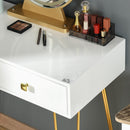 Consolle Trucco 2 Cassetti 80x40x136 cm con Specchio e Sgabello Bianco