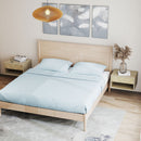 Set di 2 Comodini Sospesi Moderni 37x32x21 cm con Cassetto e Vano Aperto in Melamina Legno Naturale      