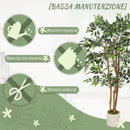 Pianta Artificiale di Banano in PEVA e Legno con Rami Orientabili e Vaso Contenitore Bianco in PP e Cemento      
