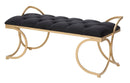 Panca Glam Luxy Nera 103x43x47 cm in Ferro e MDF e Spugna e Poliestere Nero e Oro