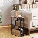 Tavolino da Soggiorno 46x18x58,5 cm in Stile Industriale con 2 Ripiani in Legno e Metallo Color Noce Scuro      