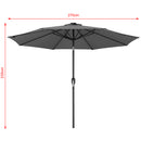 Ombrellone da Giardino Ø270 8 Stecche cm con Luci LED Parasole in Poliestere Antivento Grigio      