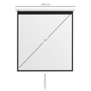 Telo per Proiettore 99"" Rapporto 1:1 189x7x182 cm Fissaggio a Muro e Soffitto per Casa e Ufficio Bianco