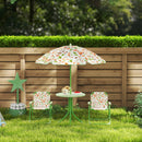 Set da Giardino per Bambini 2-5 Anni con Tavolino 2 Sedie e un Ombrellone Verde    