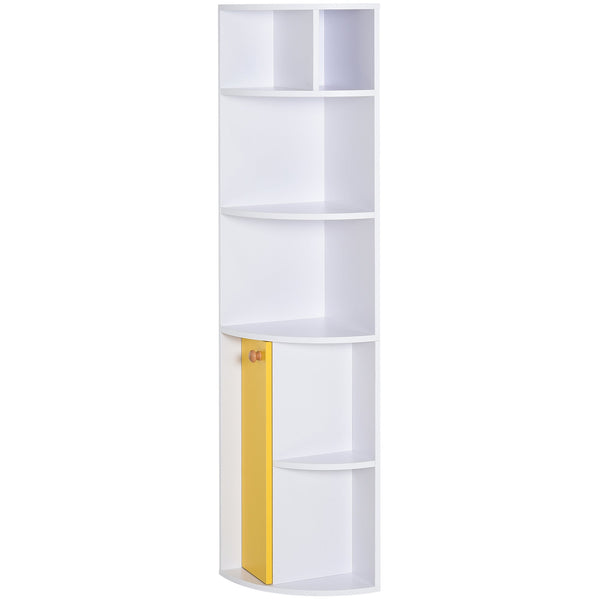 prezzo Libreria Angolare 5 Ripiani con Armadietto 29,8x29,9x147 cm Bianco e Giallo