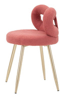 Sedia Mini Ilary Rosa Ø40x67 cm in MDF e Spugna e Ferro e Poliestere Rosa e Oro      