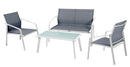 Set da Giardino in Ferro e Textilene Vorghini Bergeggi Bianco e Grigio