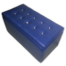Baule Cassapanca Pouf Contenitore in Similpelle e Cristalli Renier Blu