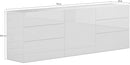 Credenza 1 Anta + 6 Cassetti 170x40x73 cm Metis Bianco Lucido