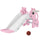 Scivolo per Bambini 1-3 Anni 106x51,5x52 cm con Scaletta Canestro da Basket e Pallone Design Giraffa in PP e PE Rosa
