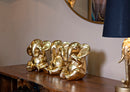 Set 3 Pezzi Decorazione Elefante Non Vedo Non Sento Non Parlo Ø15,5x20,5 cm in Resina Oro      
