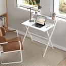 Scrivania Pieghevole 81,5x62x86,5 cm con Ripiano per Monitor Bianco   