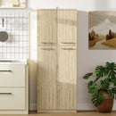 Mobile Contenitore Minimal 59x31x155 cm con 2 Armadietti e Mensole Regolabili in Legno Rovere      