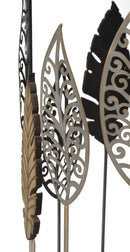Tavolinetti in Ferro e Legno Foglie Coppia 38x55-33x50 cm in Ferro MDF e Vetro Multicolor