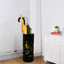 Portaombrelli in Metallo Design Rotondo Stand Nero Vaschetta Salvagoccia