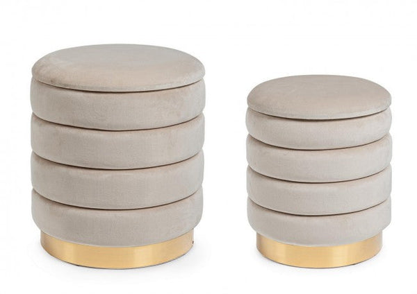 Set 2 Pouf Contenitore Darina Beige in Legno online
