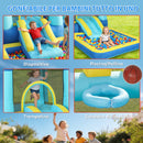 Castello Gonfiabile per Bambini 364 x 173 x 182 cm Scivolo Trampolino Piscina per  Palline o Acqua Canestro in Tessuto Oxford Blu      