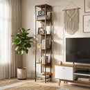 Libreria 29,5x30x185 cm Scaffale a 6 Ripiani Finitura in Legno e Acciaio Marrone      