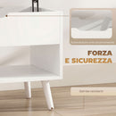 Tavolino da Caffè 75x40x58 cm con Piano Sollevabile e Spazio Nascosto Bianco Punzonato      