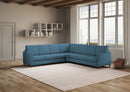 Divano Angolare 7 Posti 281x281x85 cm Karay in Tessuto Avio