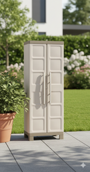 Armadio da Esterno 4 Ripiani 65x45x182H cm in Plastica Keter Excellence Alto Beige/Tortora