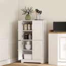 Credenza da Cucina 60x30x110 cm con 2 Armadietti 4 Ante 2 Ripiani Regolabili in Legno Bianco      