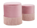 Puff Contenitore Lines Coppia Rosa Ø35x42-30x32 cm in Legno e Spugna e in Ferro e Poliestere Rosa