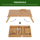 Tavolino da Letto per PC Portatile con Sistema di Raffreddamento in Bambù 55x35x22-30 cm 