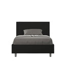 Letto 1 Piazza E Mezzo Testata Liscia Imbottito in Similpelle Adele Nero Varie Misure