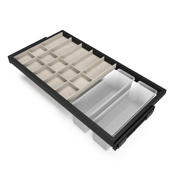 Kit Cassetto Organizzatore e Telaio per Armadio 900 mm in Alluminio e Plastica Emuca Nero acquista