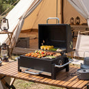 Barbecue a Carbonella BBQ Portatile con Termometro e Raccogli Cenere in Metallo e Acciaio Nero      