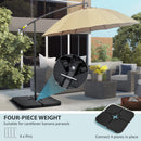 Base per Ombrellone 4 Pezzi in HDPE Riempibili 104x104x7.5 cm Nera 