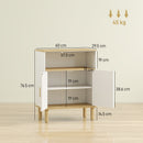 Mobile Bagno Autoportante Canettato 60x29,5x76,5 cm con Ripiano Regolabile Bianco e Legno di Pino Naturale      