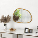 Specchio da Parete Moderno con Bordi Irregolari per Camera e Ingresso 70x50 cm Cornice in Legno 