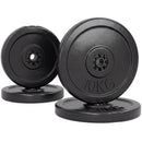 Set 4 Dischi Pesi 2x5 kg e 2x10 kg Riempito di Sabbia e Cemento in Plastica Nero      