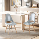Set 2 Sedie da Pranzo in Stile Nordico con Schienale Curvato in Plastica e Legno Grigio 