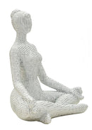 Decorazione Donnina Yoga Silver 20,5x15,5x23 cm in Resina Bianco      