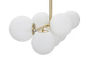 Lampadario Glamy 7 Luci 81x30x74 cm in Ferro e Vetro Oro e Bianco