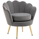 Poltrona Imbottita 76x67x74 cm in Tessuto Vellutato Grigio