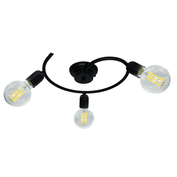 Plafoniera 3xE27 Montatura Verniciata Nero E-Energy Daniela sconto